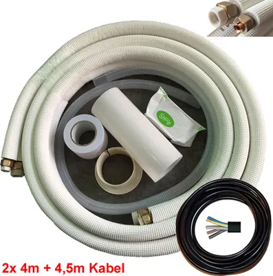 Produktbild von 24er 2x4m isolierte Kupferleitungen 3/8" 5/8" Zoll Montage Kit