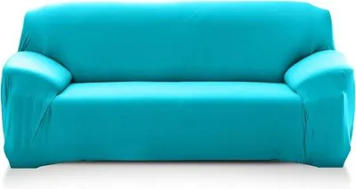 Produktbild von Famanu Sofaüberzug Elastisch L-Form - Cyaan 2-Sitzer