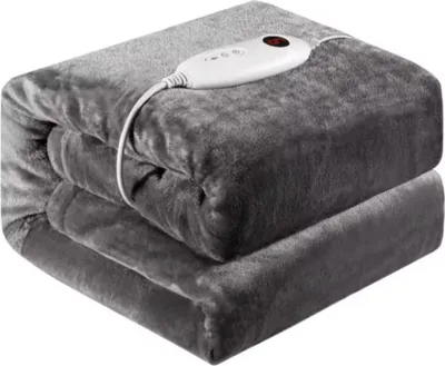 Produktbild von Elektrisch Decke 180x130cm – 1Person – Grau – Flanell – 6 Heizstufen – Waschbar