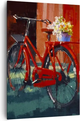 Produktbild von Bild auf Leinwand - Leinwandbild - Einteilig - Fahrrad Blumen - 70x100cm - Wand Bild - Wanddeko - Wandbilder - Leinwanddruck - Kunstdruck - Wanddekoration - Leinwand bilder - Wandbild - PA70x100-3712