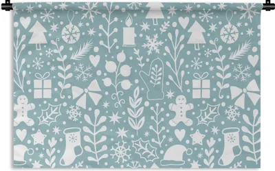 Produktbild von MuchoWow® Wandteppich Wandbehang Winter - Schnee - Muster - Weiß 60x40 cm Tapisserie Dekoration Wandtuch - Wanddekorationen