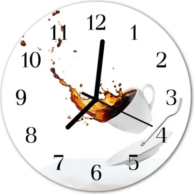 Produktbild von Glasuhr Wanduhr Küchenuhr Echt-Glas 30fi cm Tasse weiß