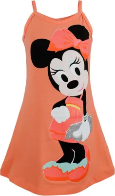 Produktbild von 73231 Disney Minnie Mouse Kleid Mädchen Orange Gr. 128 – Fröhliches Sommerkleid mit Minnie Mouse Print