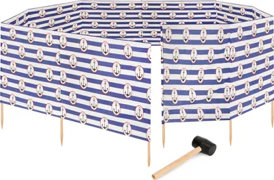 Produktbild von Garronda Strand Windschutz Sichtschutz 15m lang plus Gummihammer GAEX001 (Streifen/Anker-2, 15 m)