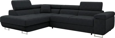 Produktbild von MIRJAN24 Ecksofa Torezio Cord, Stilvoll Eckcouch mit Bettkasten und Schlaffunktion, Einstellbare Kopfstützen, 274x203x70-90 cm (Farbe: Poso 135, Seite: Links)