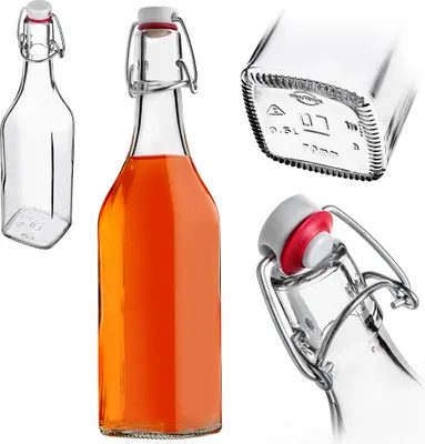 Produktbild von KADAX Glasflasche 500ml mit mechanischem Verschluss 5 Stk.