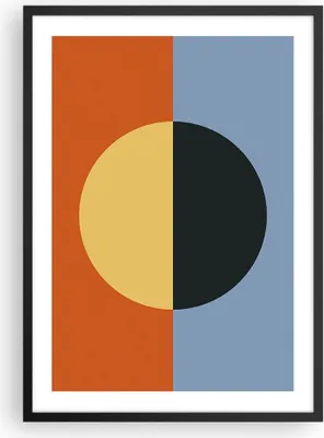 Produktbild von Gerahmtes Poster - Schwarzer Rahmen - Abstraktion Halbkreis Kontrast - 50x70 cm - Wand Bild - Wanddeko - Wandbilder - Kunstposter - Wandposter - Bilderrahmen - Bilder - Kunstdruck - P2BPA50x70-4604
