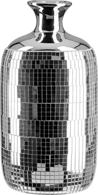 Produktbild von Gilde Kragenvase, "Disco", Keramik, silberfarben, , H. 24 cm, D. 11,5 cm 34574