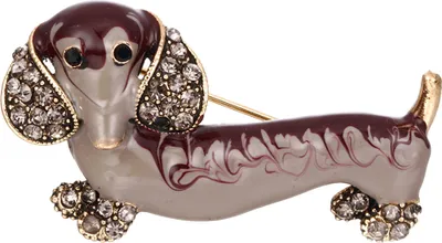 Produktbild von Niedliche Brosche mit Dackel-Hund, Strass-Intarsien, Tierform, Anstecknadel-Rot