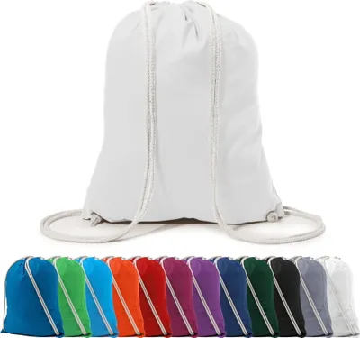Produktbild von Rucksack Schuhbeutel Turnbeutel Sportbeutel Zuziehbeutel Gym Sack Baumwolle, in Farbe: Weiß