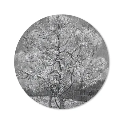 Produktbild von MuchoWow® Mauspad Mousepad Blühender Pfirsichbaum - Vincent van Gogh - Schwarz und weiß 30x30 cm - Mousepads - Maus Mat - Pad - Mausunterlage - Tischunterlage - Schreibtischmatten
