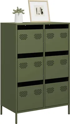Produktbild von "Rabatt" Mehrzweckschrank/Vitrine/ Highboard - Modernes Design - Olivgrün 68x39x101,5 cm Stahl - Kommoden CC23743
