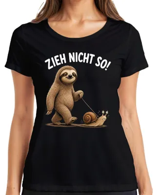 Produktbild von Zieh nicht so Faultier Schnecke lustig Geschenk Geburtstag Damen T-Shirt Faultier, Schwarz, 3XL