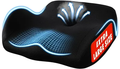 Memory Foam Sitzkissen fürs Büro, X-Large, Schwarz