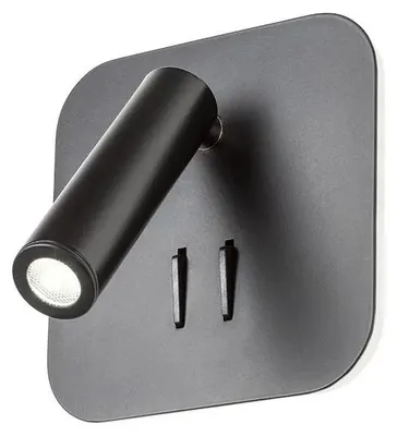 Produktbild von RedoGROUP 01-1492 QUDA AP SQ LED-Innenwandleuchte 1x6W+1x3W 3000K schwarz 415lm+173lm