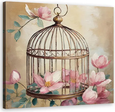 Produktbild von Leinwandbild Shabby Chic Blumen 60x60 Feeby Rosa bild für die wand bereit zum aufhängen