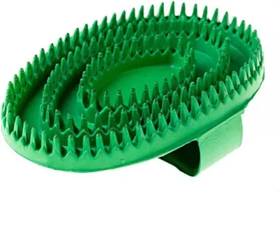 Productafbeelding van Paarden borstel - Grote rubberen - Vachtverzorging - Masseert huid - 15 cm - Groen