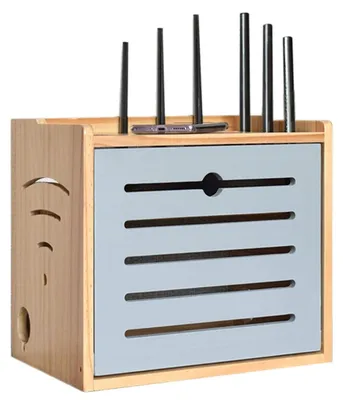 Router-Aufbewahrungsbox aus Holz, Wandregal mit Kabelmanagement