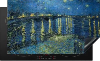 Produktbild von KitchenYeah© Herdabdeckplatte Die sternenklare Nacht - Vincent van Gogh , 91x52cm, Küche Deko, Glaskeramikkochfeld Herdabdeckung, Abdeckplatte fùr Kochfeld