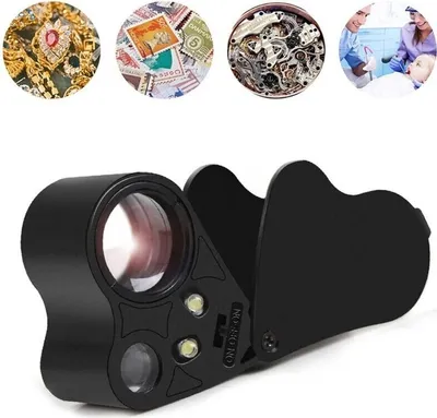 Produktbild von 60x 30x Taschenlupe Juwelierlupe Vergrößerungsglas Leselupe Leuchtlupe Handlupe Leselupe Lupe mit Licht LED Schwarz