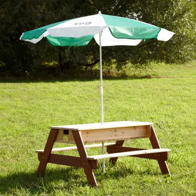 Obrázek produktu pro AXI Nick Sand & Water Picnic Table Brown with Umbrella, Stolek na písek a vodu, Venkovní, 3 rok/roky, Dřevo, Vícebarevný, 14,2 kg
