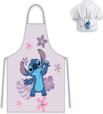 Produktbild von Lilo und Stitch Rosa Kinderschürze mit Mütze