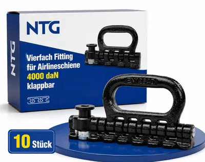 Produktbild von 10 x Vierfach Fitting Endbeschlag Endfitting f. Airlineschiene 4000 daN,klappbar