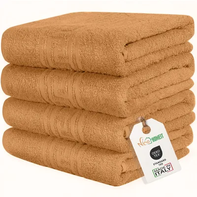 Productafbeelding van Set van 4 extra zachte handdoeken, 60x100 cm - 100% ringgesponnen katoen - Oranje