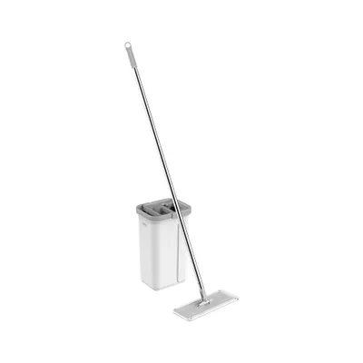 A mop and bucket set on a white background.