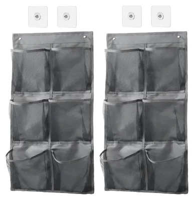 Hängender Schuhorganizer, 2 Stück, 6 Fächer, 76x34 cm, grau