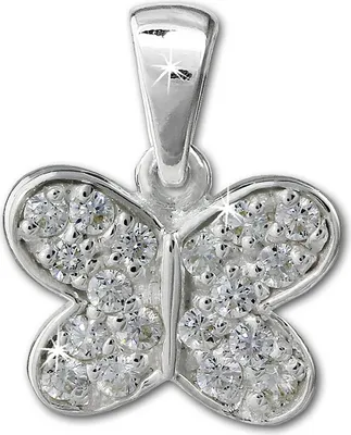 Produktbild von SilberDream Damen-Schmuck Anhänger Schmetterling glitzer 925 Silber SDH8000W