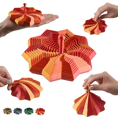 Immagine prodotto di Stella fidget frattale 12 cm con impugnatura, giocattolo sensoriale stampato 3D – Rosso-oro