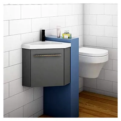 Produktbild von Eckwaschtisch 40 cm mit Unterschrank und Waschbecken in Anthrazit