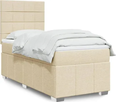 Produktbild von Boxspringbett mit Matratze Creme 90x200 cm Stoff 3291556