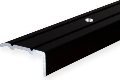 Produktbild von PROVISTON | Winkelprofil | Aluminium eloxiert | Schwarz | Breite 24.5 mm | Höhe 10 mm | Länge 1000 mm | Gebohrt | Treppenkantenprofil | Treppenwinkel | Treppenkante | Kombiwinkel | 1 Stück
