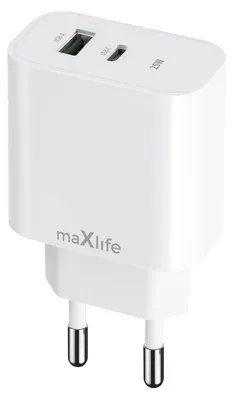 Zdjęcie produktu dla Maxlife Ładowarka Sieciowa Pd Qc Mxtc-06-25Ac 1X Usb-C 1X Usb 25W Biała