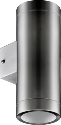 Produktbild von Wandlampe außen Edelstahl Glas Up Down 21 cm hoch IP54 Chrom matt GU10 2-flammig länglich Modern