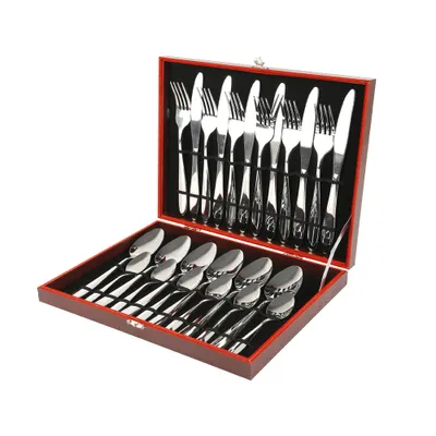 Image de Set de couverts 6 personnes Set de couverts 24 pièces avec paquet cadeau Set de couverts en acier inoxydable