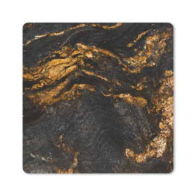 Produktbild von MuchoWow® Mauspad Mousepad Marmor - Limette - Schwarz - Gold - Marmoroptik - Luxus 20x20 cm - Mousepads - Maus Mat - Pad - Mausunterlage - Desk Mat - Bureauartikeln