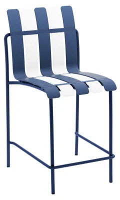 Immagine prodotto di Sgabello da bar alto Rebecca Mobili Nareo 110x54x49 cm in ferro e polipropilene, bianco e blu, moderno, set da 2