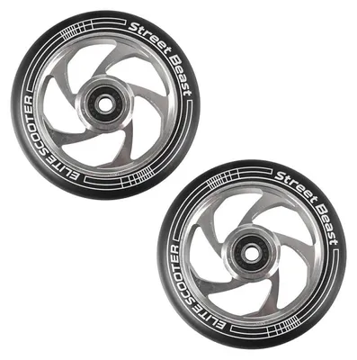 Image de Roues de rechange Insportline pour trottinette freestyle, 110 mm, noir et argent, lot de 2