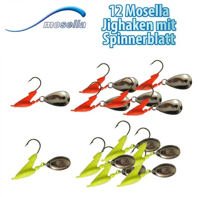 Produktbild von 12 Mosella Standup Jighaken mit Spinnerblatt 3/0 14g
