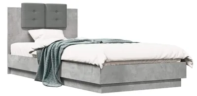 Immagine prodotto di vidaXL Struttura letto con testiera, grigio cemento, 80 x 200 cm, materiale a base di legno