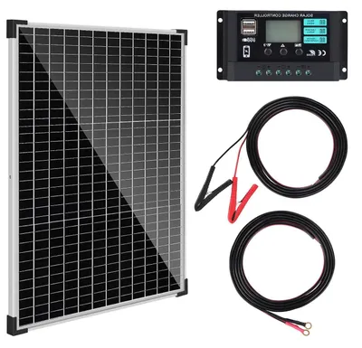 Imagen del producto de Kit de paneles solares - Sistema de energía solar - Generación de energía - Panel monocristalino - 50 vatios - Negro