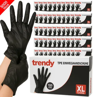 Produktbild von 5000x TPE Einweghandschuhe XL Schwarz | Professionelle Einmalhandschuhe | Puderfrei & Latexfrei | Für Gastronomie, Friseur, Kosmetik, Pflege & Küche