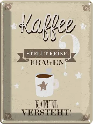 Produktbild von vianmo Blechschild 40x30 cm Kaffee stellt keine Fragen Essen Trinken