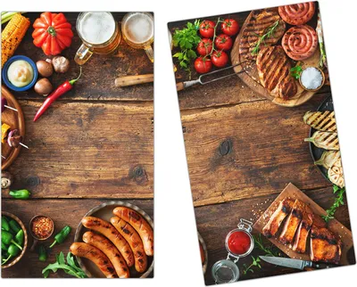 Produktbild von Spritzschutz Herdabdeckplatte Schneidebrett aus Glas Grillplausch 2-Teilig (60x52cm)
