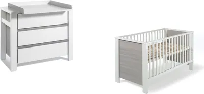 Produktbild von Schardt 2-teiliges Set Milano Pinie bestehend aus Kombi-Kinderbett 70x140 cm (inkl. Umbauseiten) und Wickelkommode