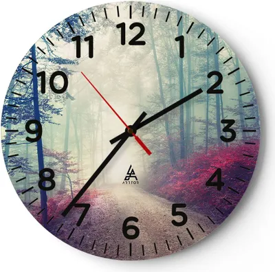 Produktbild von Wanduhr - Rund - Glasuhr - Wald Baum Natur - 40x40cm - Schleichendes Uhrwerk - Lautlos - zum Aufhängen bereit - Dekoration Modern - Wanddekoration aus Glas - C4AR40x40-3667