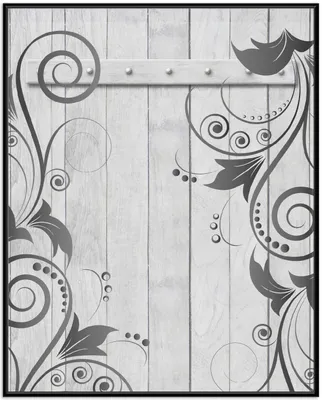 Produktbild von Wallario Wandbild Graue Holztür mit Schnörkelmuster, Größe: 40,30 x 50,30 cm, Poster mit schwarzem Aluminiumrahmen